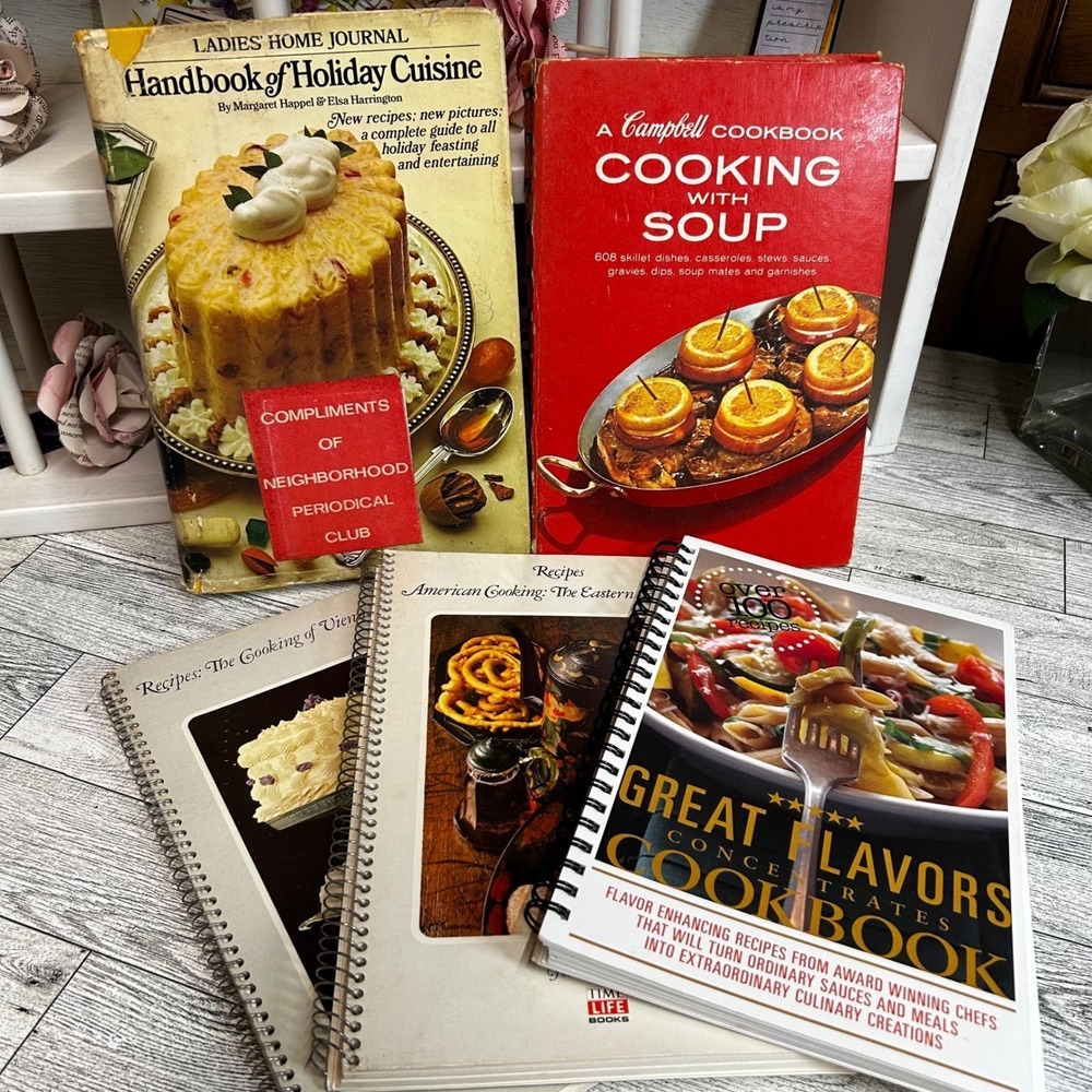 Vintage Cookbook Lot 5 Books Time Life Campbell's Soup Holiday Great Flavors
